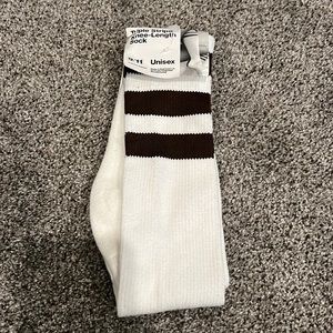 Triple brown stripe knee length socks 9/11